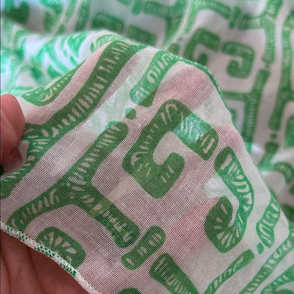 Green White Geometric Print Kimono Wrap One Size OS - Picture 4 of 4
